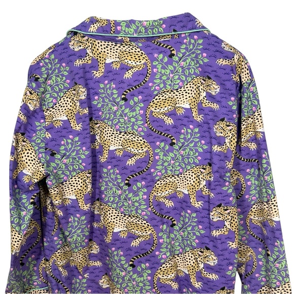ANTHROPOLOGIE PRINTFRESH Violet Bagheera Cheetah Print Cropped Pajama Set Sz S - Picture 4 of 15
